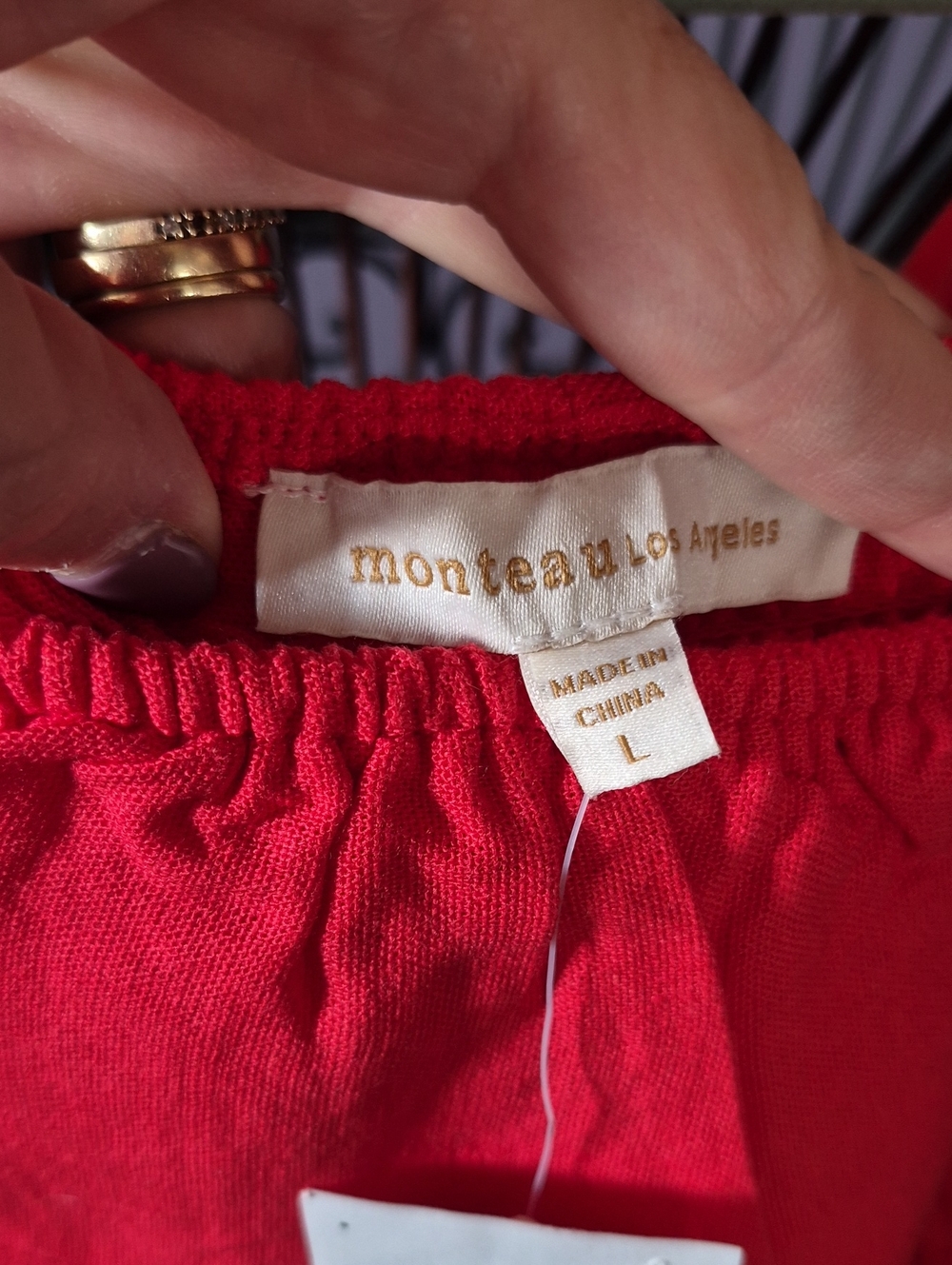Women’s Red Off-Shoulder Ruffle Top - Picture 2 of 4
